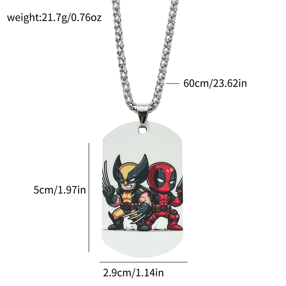 Nieśmiertnik Deadpool i Wolverine – duet chibi plecami do siebie