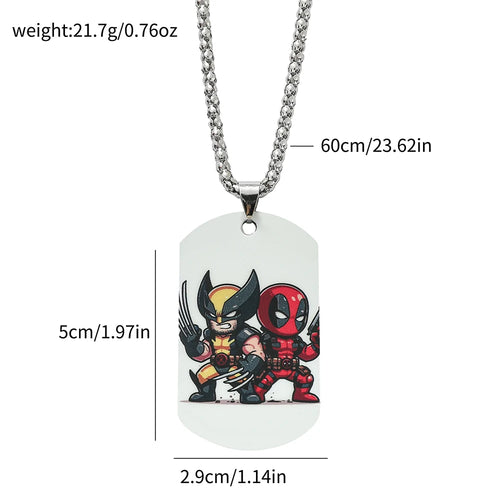 Nieśmiertnik Deadpool i Wolverine – duet chibi plecami do siebie