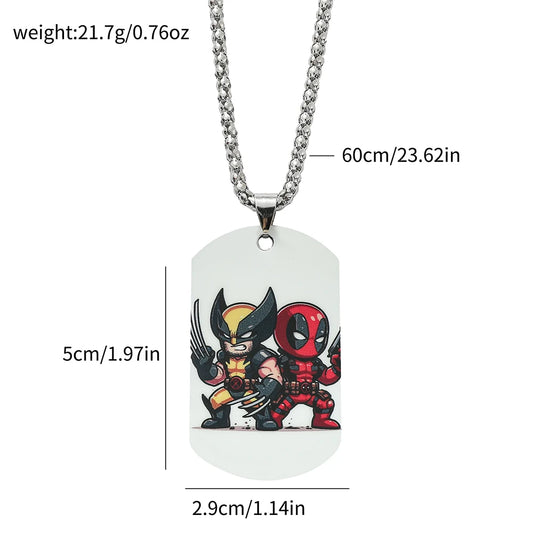 Nieśmiertnik Deadpool i Wolverine – duet chibi plecami do siebie