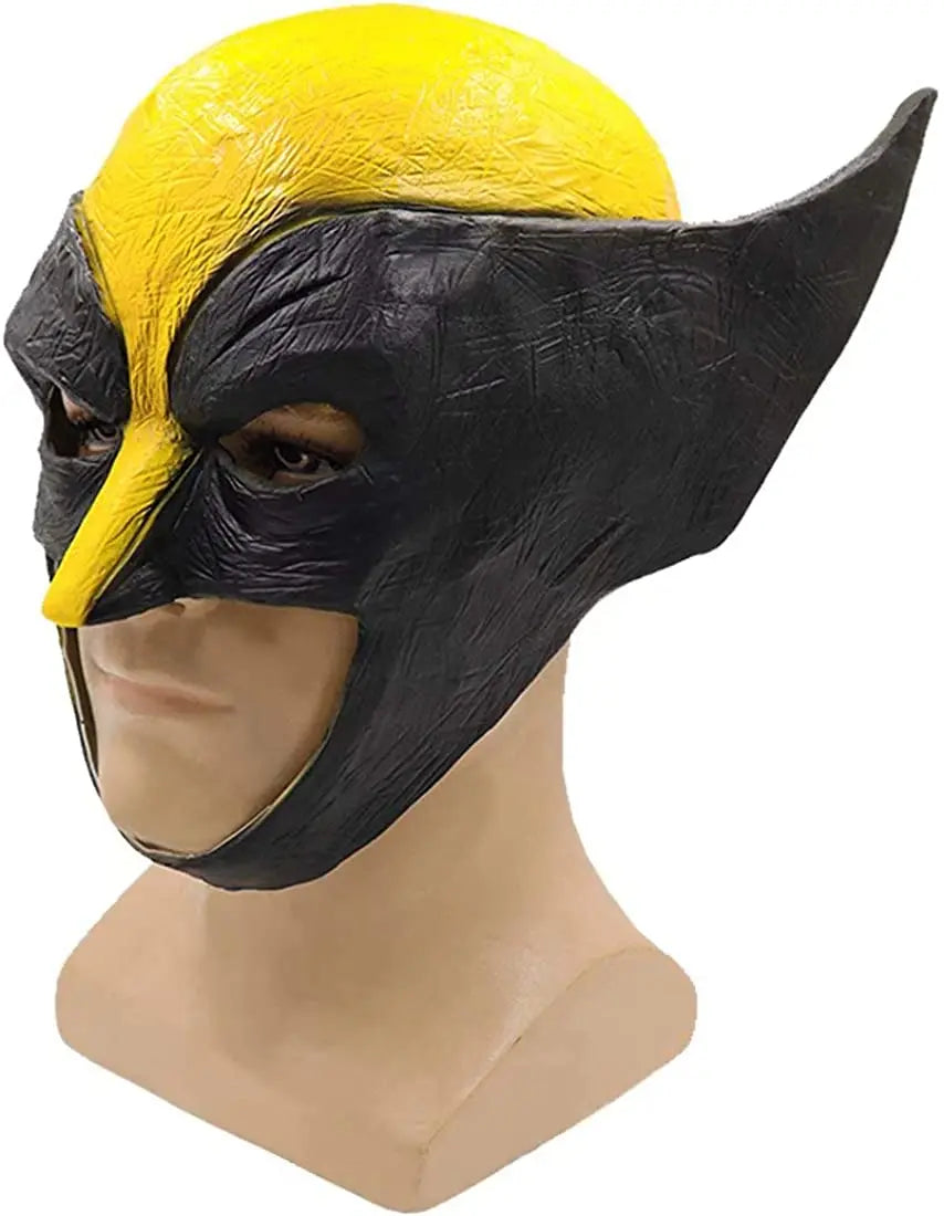 Maska cosplay Wolverine — żółto-czarna lateksowa maska zakrywająca połowę twarzy