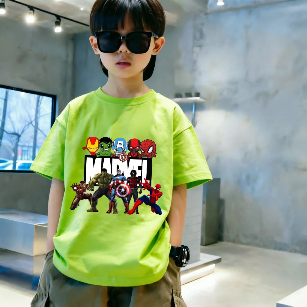 Dziecięcy T-shirt Marvel — wielokolorowa grupa postaci chibi