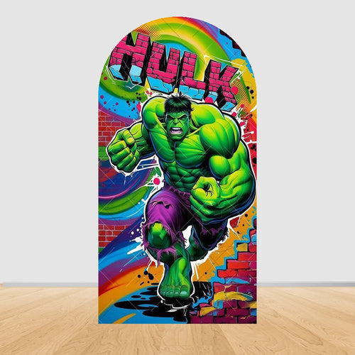 Tło imprezowe z łukiem Avengers Hulk – miejski graffiti
