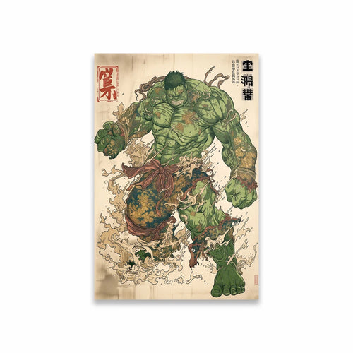 Plakat Avengers Hulk – japoński styl tatuażu irezumi