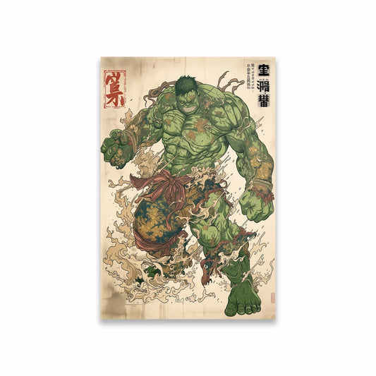 Plakat Avengers Hulk – japoński styl tatuażu irezumi