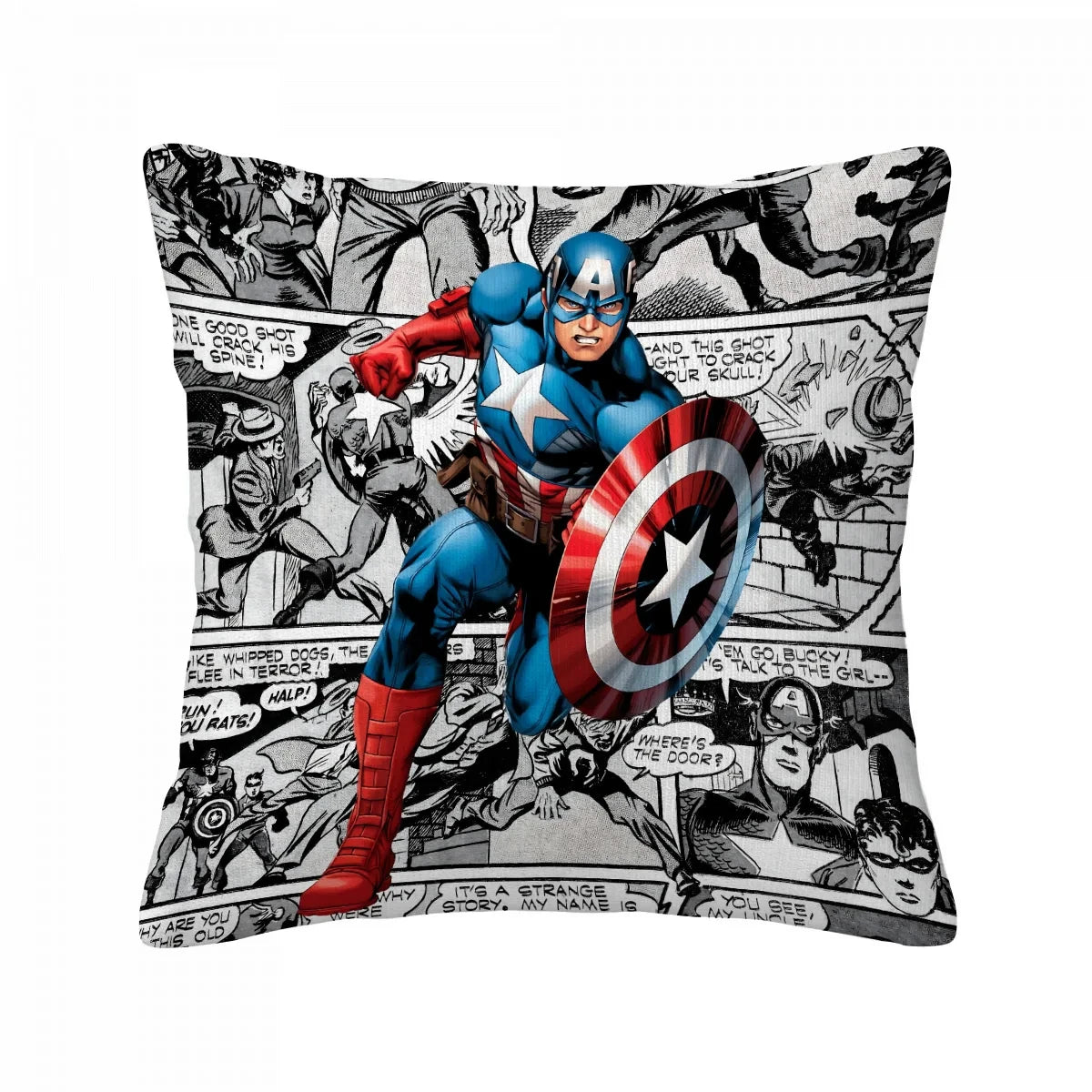 Poszewka na poduszkę Avengers – skrzyżowane tarcza i Mjolnir