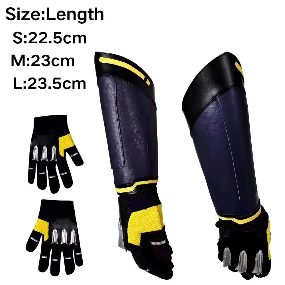 Strój Wolverine – żółto-niebieska skórzana kurtka z metalowymi pazurami