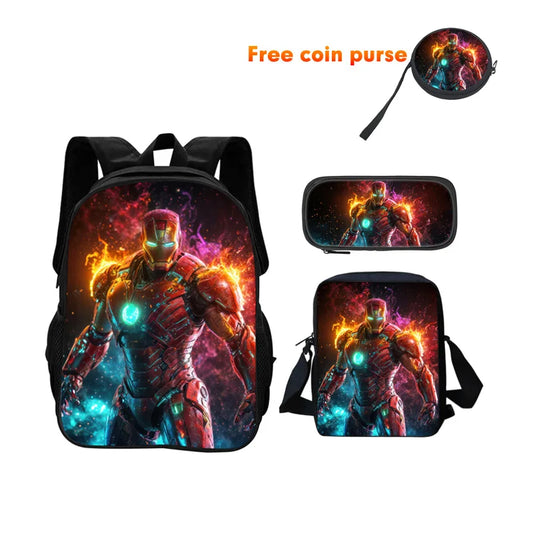 3-częściowy zestaw tornistra Avengers Iron Man – mgławica, ogień i lód