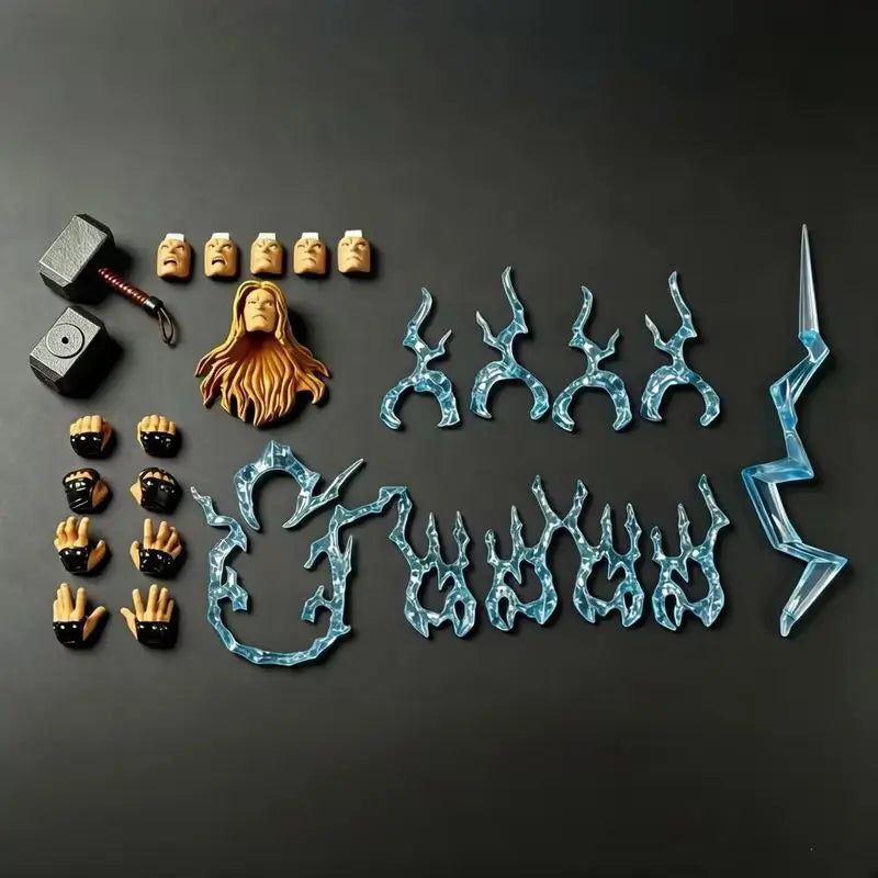 Figurka Thora – efekty świetlne, młot Mjolnir, peleryna z materiału