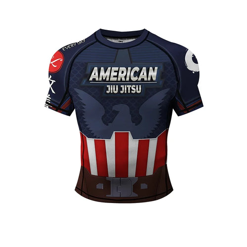 Koszulka do jiu-jitsu Captain America – krótki rękaw, tarcza i orzeł