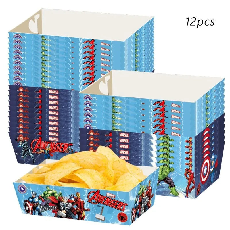 Kartonowe tacki Avengers – jednorazowe naczynia na frytki i popcorn, 12 szt.