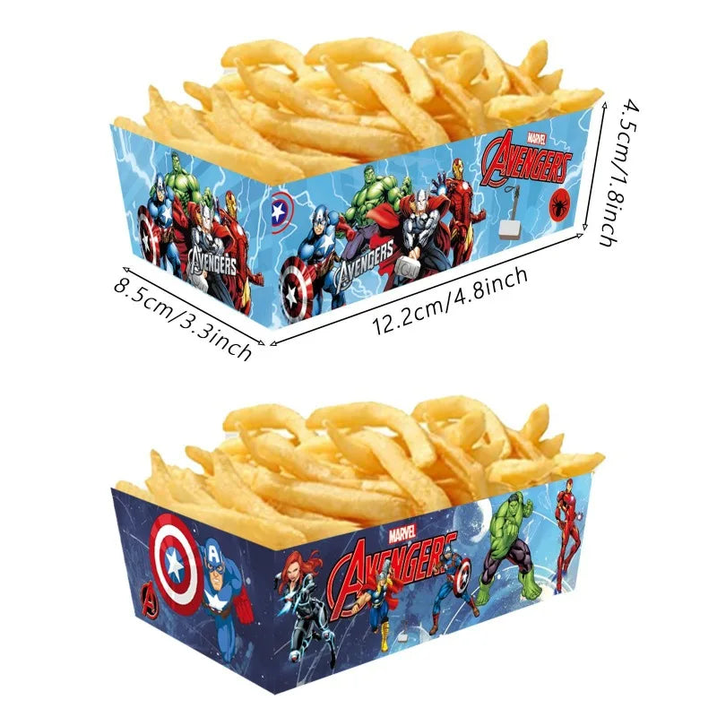 Kartonowe tacki Avengers – jednorazowe naczynia na frytki i popcorn, 12 szt.