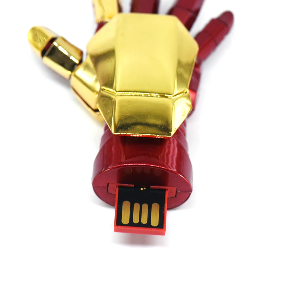 Pamięć USB w kształcie robotycznej dłoni Iron Mana – czerwono-złota, od 4 do 512GB