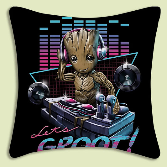 Poszewka na poduszkę Baby Groot – DJ w słuchawkach neonowych, Let's Groot