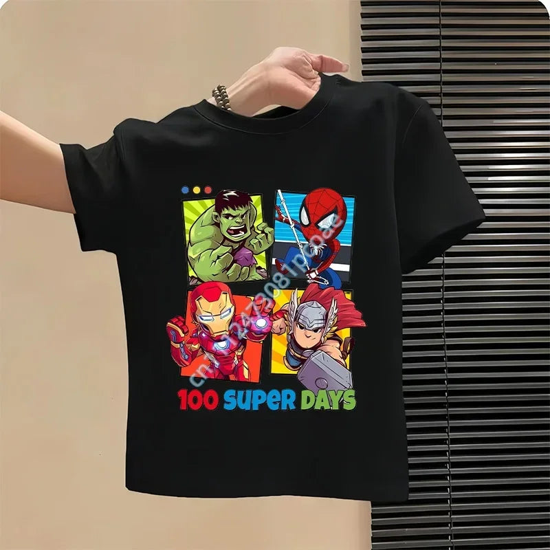 Dziecięcy T-shirt Avengers 100 Super Days - czarny