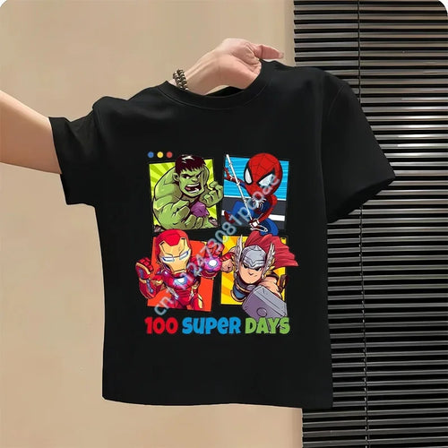 Dziecięcy T-shirt Avengers 100 Super Days - czarny