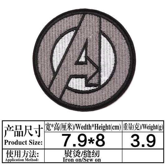 Okrągła szara naszywka Avengers – haftowany emblemat