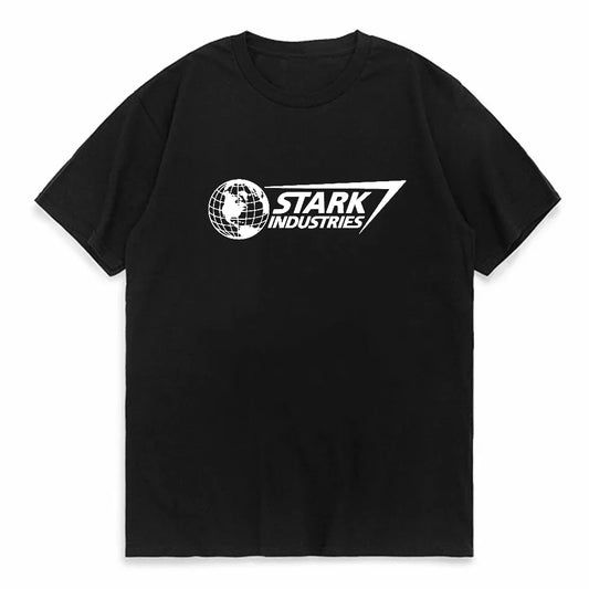 Oversize’owy T-shirt Stark Industries – czarne logo