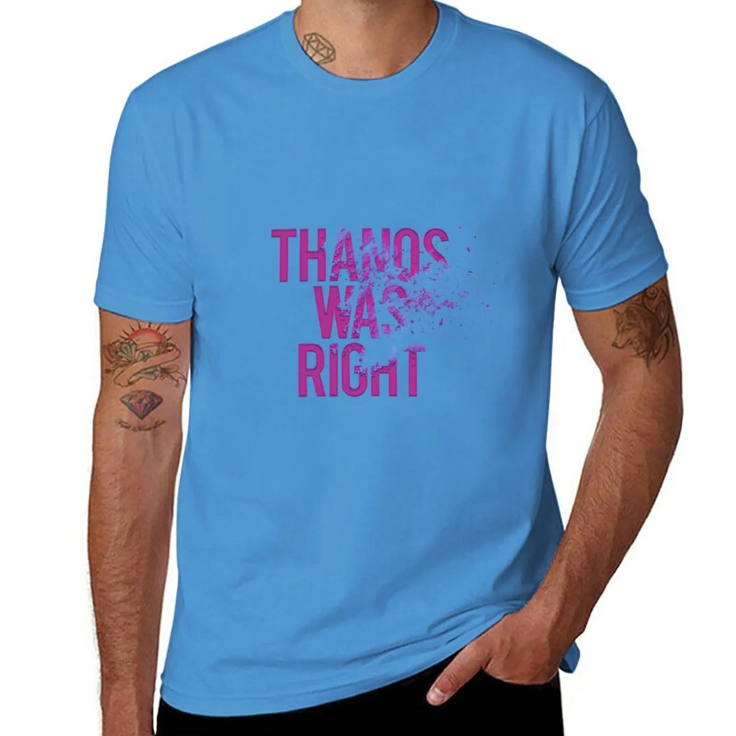 Koszulka Thanos Was Right – męska, napis z efektem pyłu