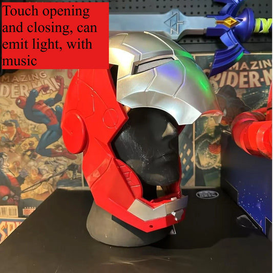 Strój Iron Mana JARVIS – srebrno-czerwony kask z efektem świetlnym