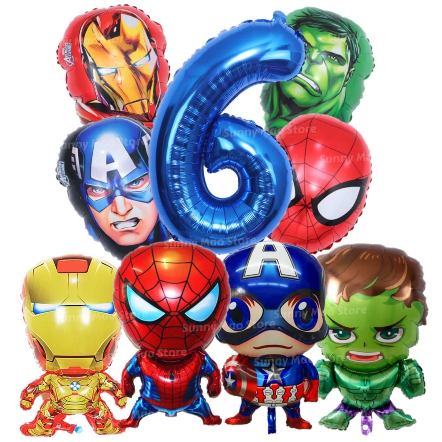 Zestaw dekoracji urodzinowych Avengers – balony z cyframi Iron Man Spider-Man