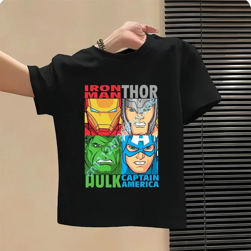 Dziecięcy T-shirt Avengers - wzór Hulk i Thor, czarny