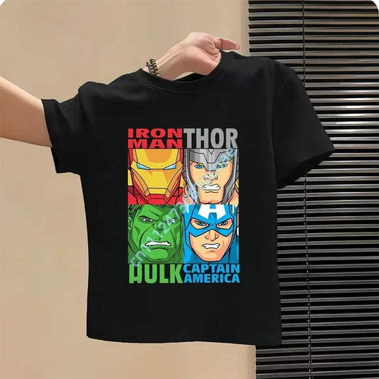 Dziecięcy T-shirt Avengers - wzór Hulk i Thor, czarny