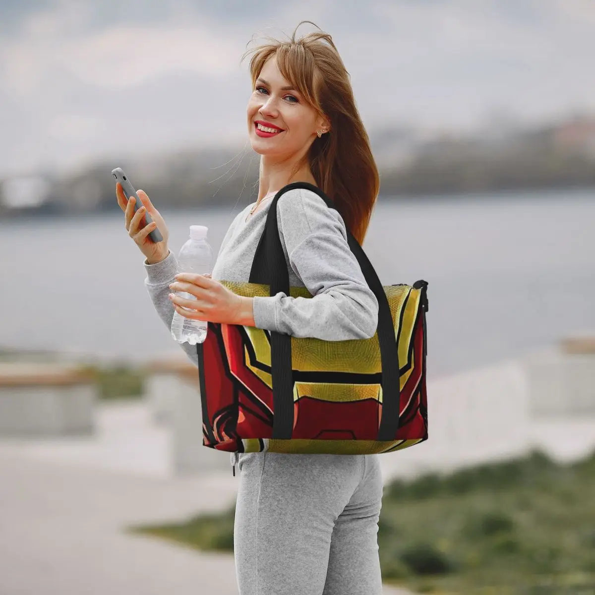 Torba typu shopper Iron Man – duży wzór czerwono-złotej maski