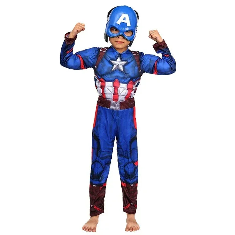 Kostium dziecięcy Captain America — kombinezon z tarczą, maską i peleryną