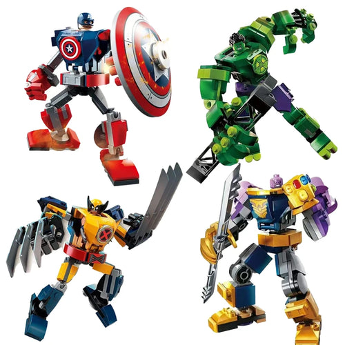 Zestaw klocków konstrukcyjnych Mecha Avengers – Captain America, Hulk, Wolverine, Thanos