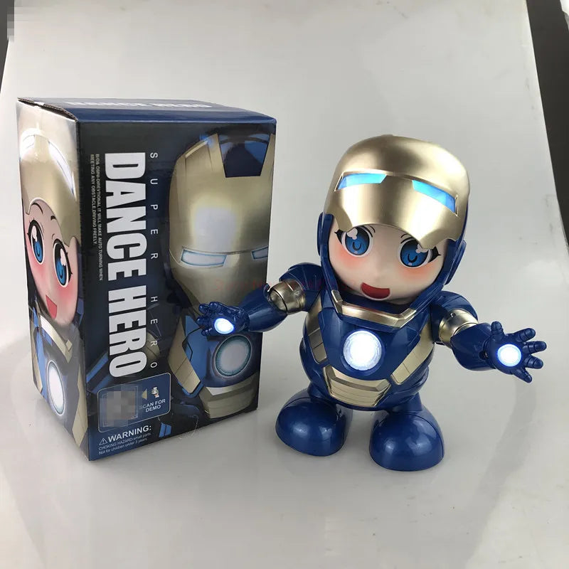 Tańczący robot LED Avengers Iron Man – wariant niebiesko-złoty Dance Hero