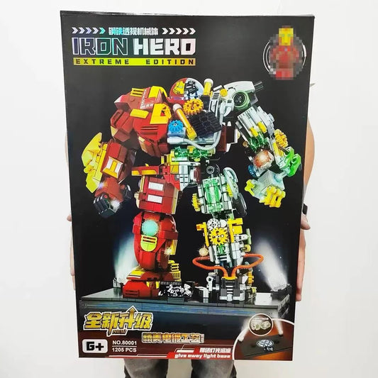 Zestaw klocków konstrukcyjnych Iron Hero Mecha – edycja Extreme z przezroczystym elementem