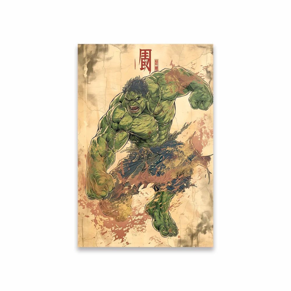 Plakat Avengers Hulk – japoński styl vintage