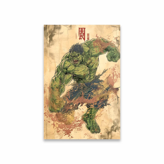 Plakat Avengers Hulk – japoński styl vintage