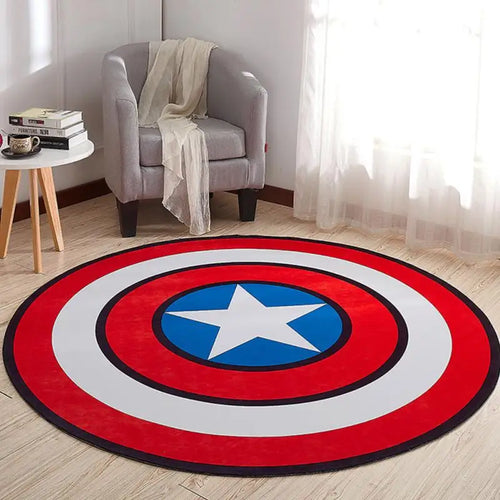 Okrągły dywan Avengers Captain America – tarcza w intensywnych kolorach