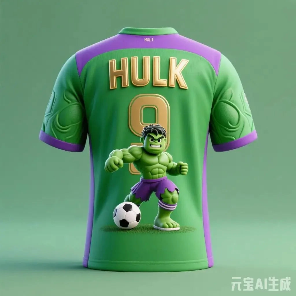Koszulka piłkarska Avengers Hulk — jasnozielona, boczny pasek #9