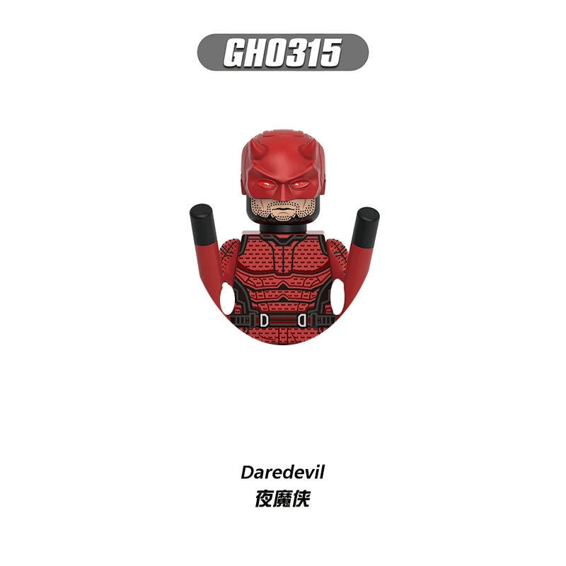 Figurka z klocków Building Blocks Daredevil – czerwony kostium i pałki
