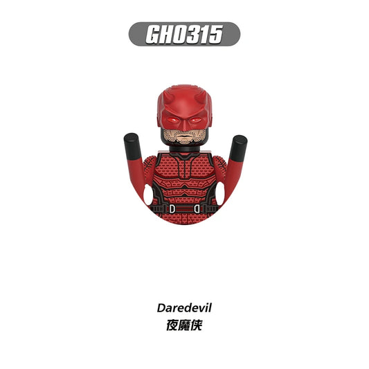 Figurka z klocków Building Blocks Daredevil – czerwony kostium i pałki
