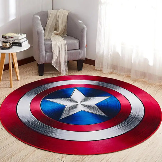 Okrągły dywan Avengers Captain America – tarcza ze szczotkowanego metalu