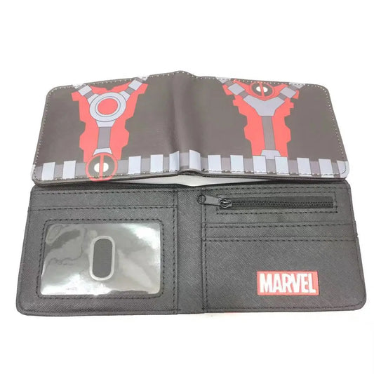 Portfel Avengers Deadpool – szary, rozłożony, na karty