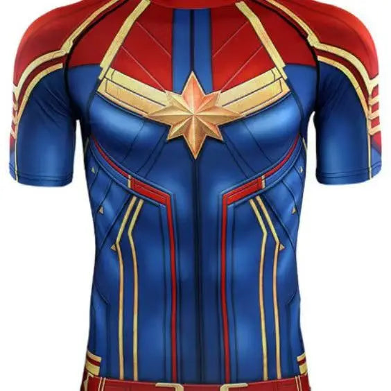 Koszulka kompresyjna Kapitan Marvel – złota gwiazda