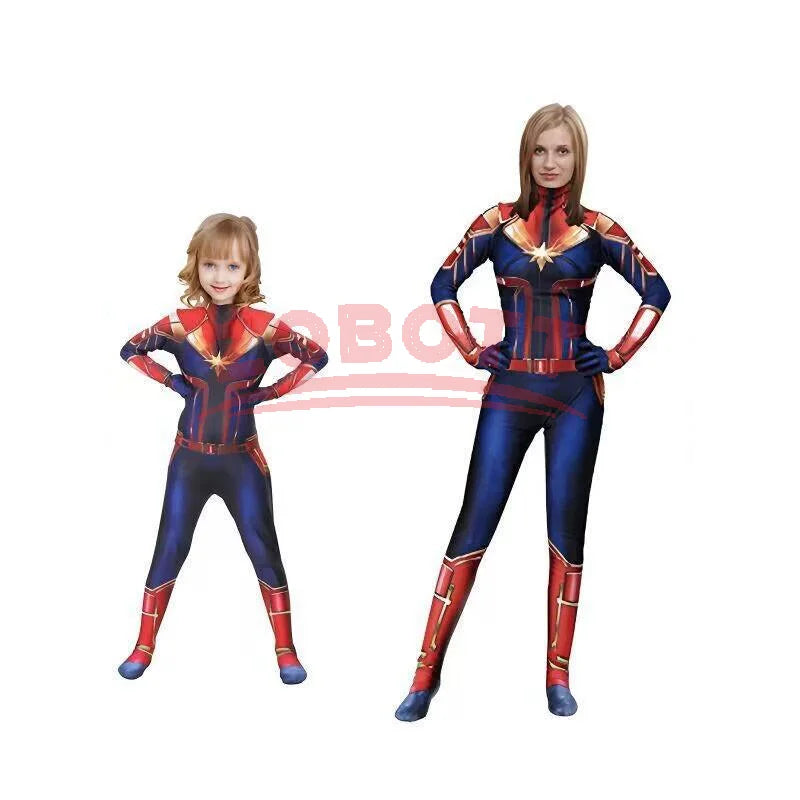 Kostium Captain Marvel – niebiesko-czerwono-złoty kombinezon