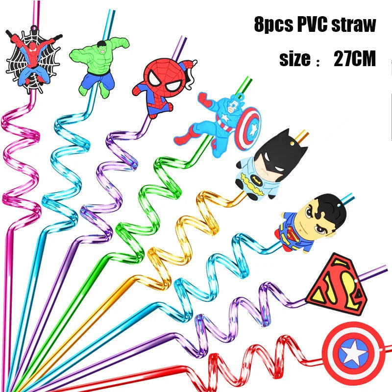 Dekoracje urodzinowe Avengers – słomki PVC x8