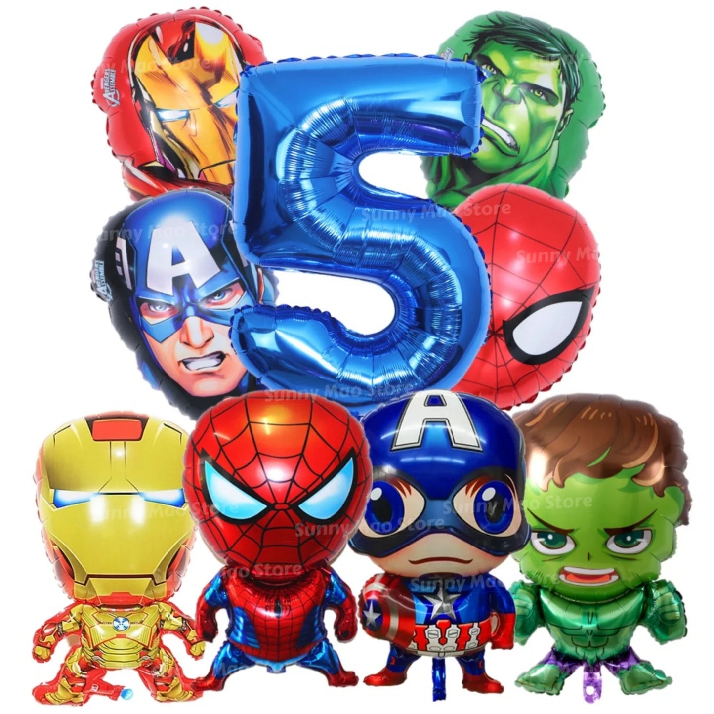 Zestaw dekoracji urodzinowych Avengers – balony z cyframi Iron Man Spider-Man