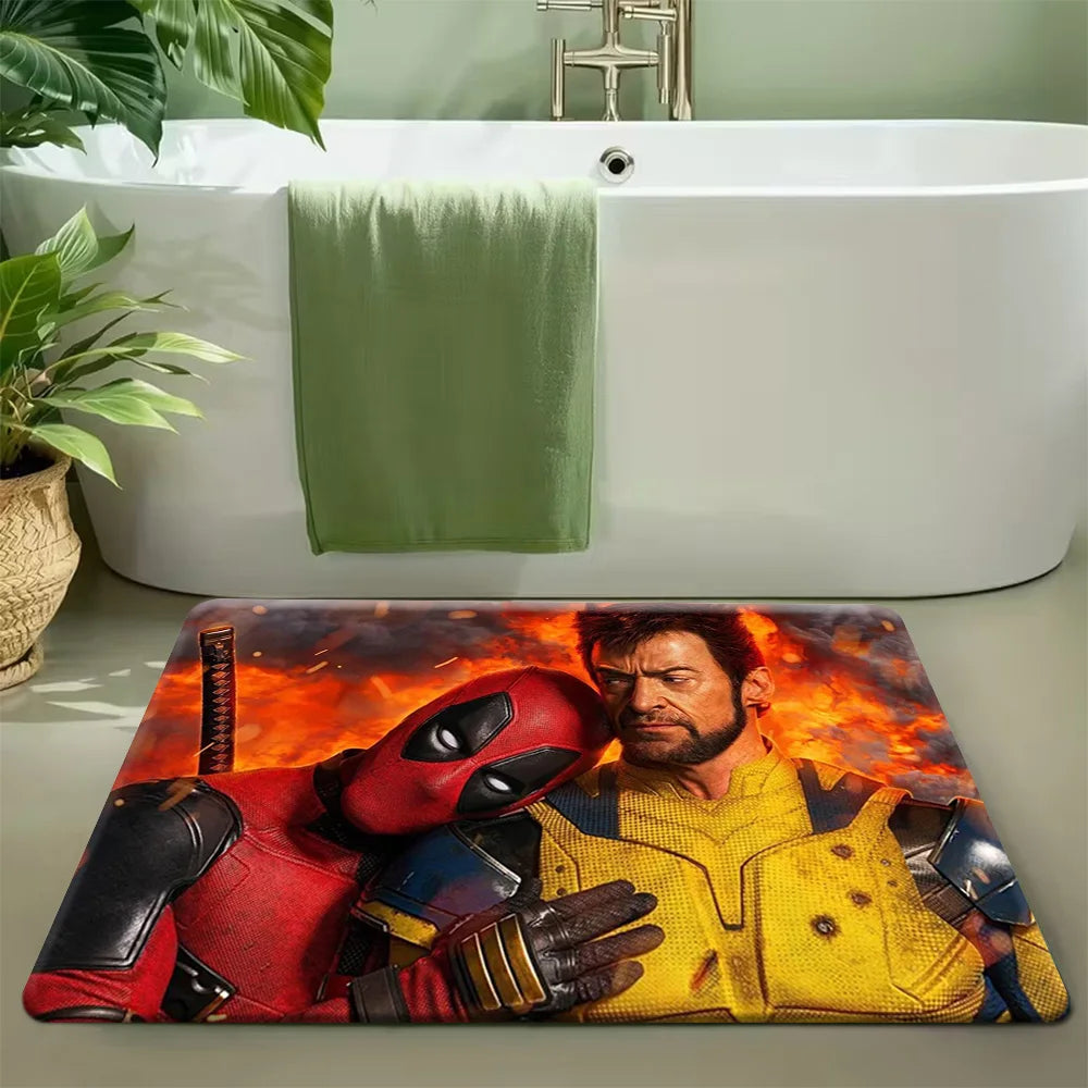 Mata łazienkowa Deadpool i Wolverine – duet, płomienie i eksplozja