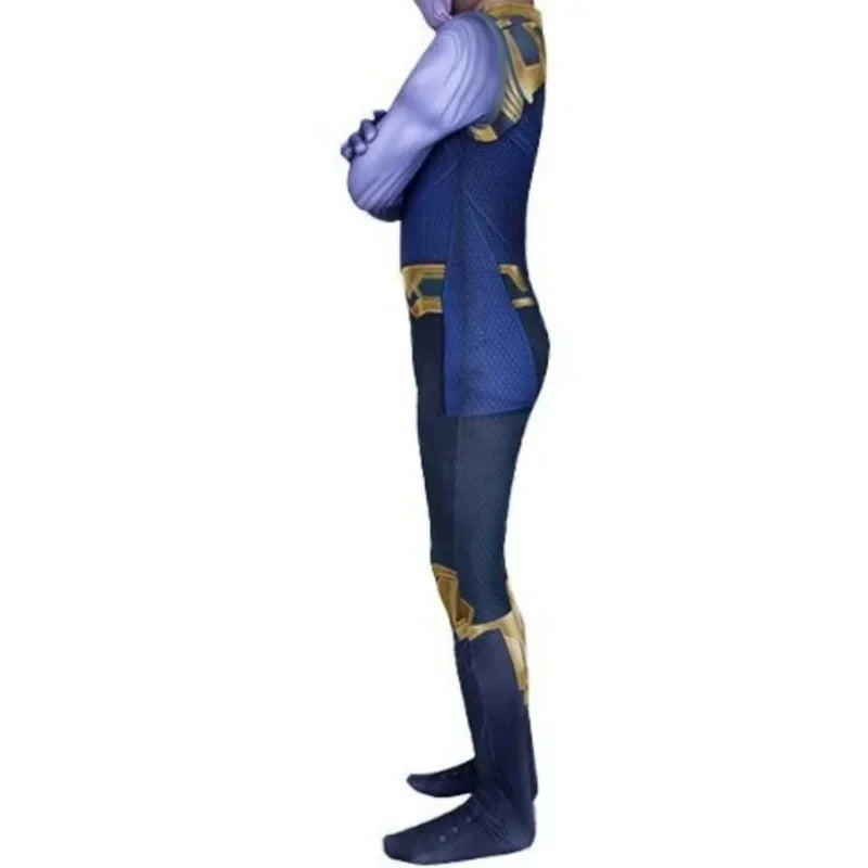 Strój Thanos – niebiesko-złoty kombinezon z rękawicą