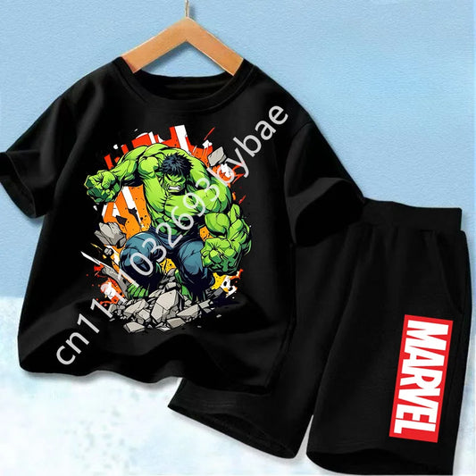 Dziecięcy T-shirt Avengers Hulk — całkowicie czarny komplet