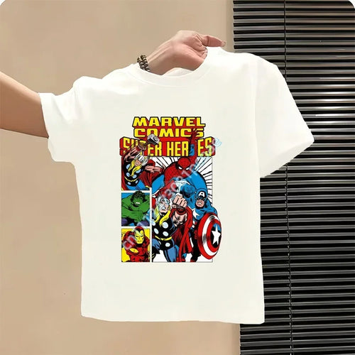 Dziecięcy T-shirt Avengers - wzór z Kapitanem Ameryką, biały