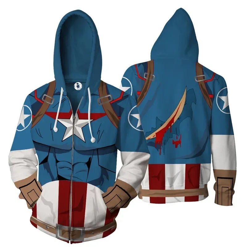 Bluza z kapturem Avengers Captain America – cosplayowy hoodie 3D