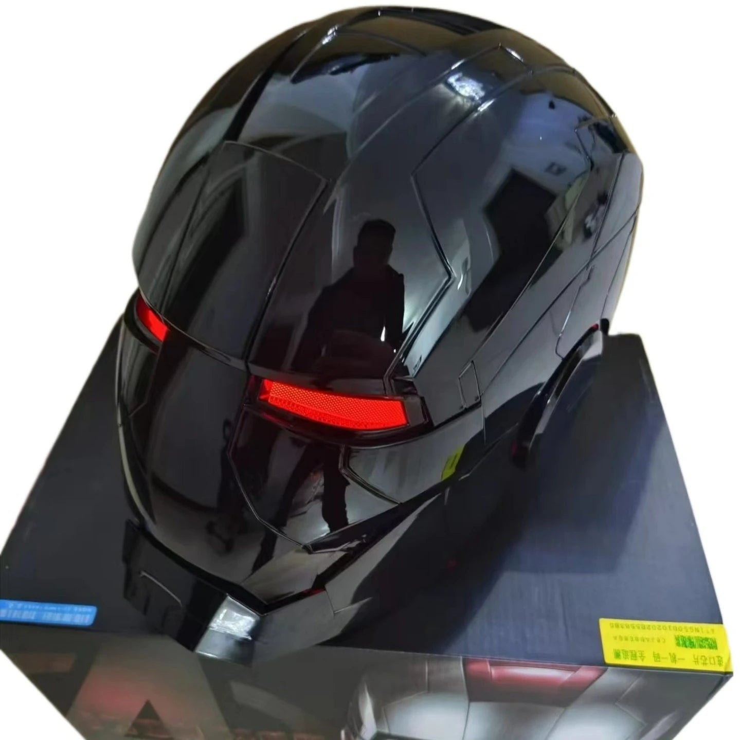 Czarny hełm Iron Mana MK5 – oczy LED i sterowanie głosowe do cosplayu