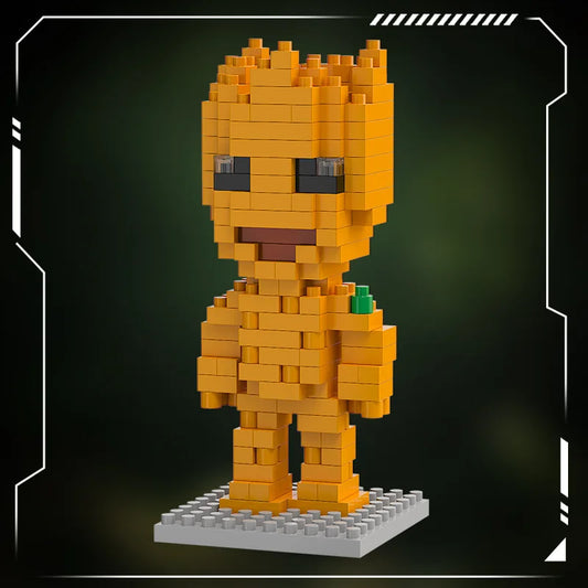 Klocki konstrukcyjne Avengers Baby Groot Chibi — pomarańcz i brąz